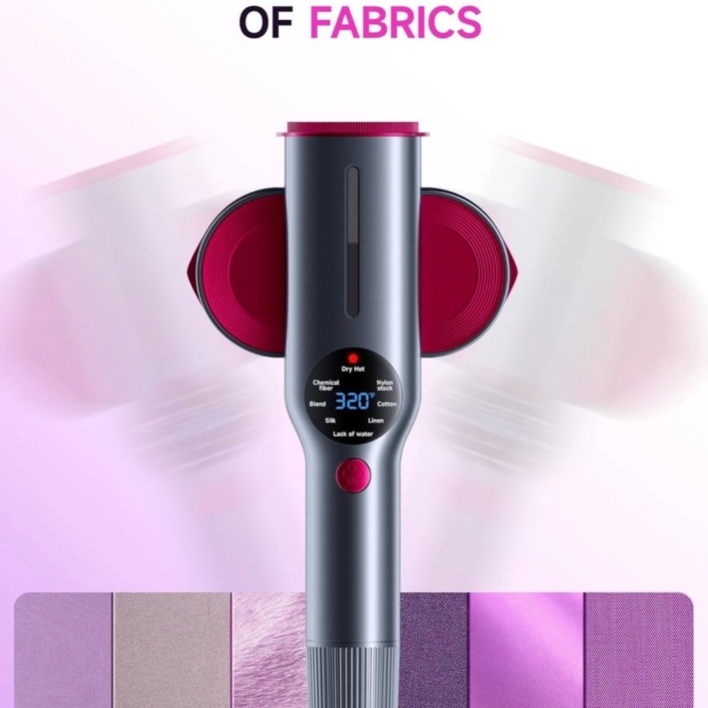 Gray and Pink portable travel steamer